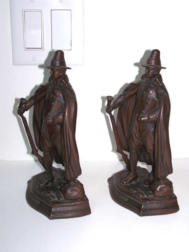 A Pair of Antique Bookends circa 1920 entitled 'THE PURITAN' originally commissioned to commemorate Deacon Samuel Chapin (1598-1675), founder of Springfield, Mass. — image 2